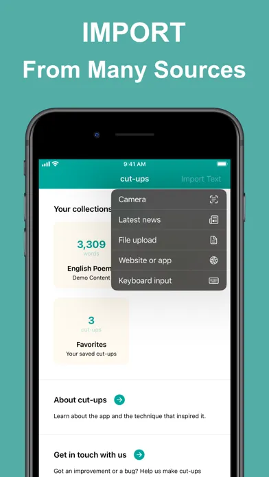 Screenshot di cut-ups: Creative Writing Tool