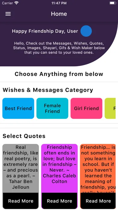 Zrzuty ekranu Friendship Gif Status Messages
