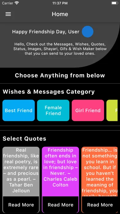 Zrzuty ekranu Friendship Gif Status Messages