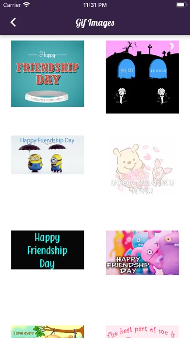 Zrzuty ekranu Friendship Gif Status Messages