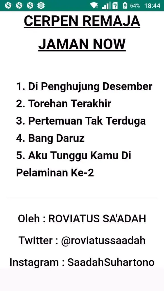 Скриншоты Cerpen Remaja Jaman Now