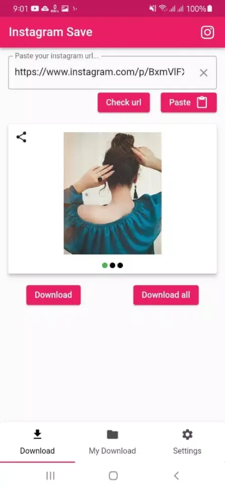 Ảnh chụp màn hình của دانلود از اینستاگرام