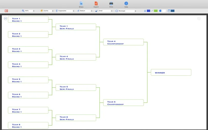 Tangkapan layar Tournament Bracket Generator