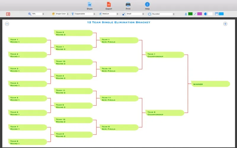 Tangkapan layar Tournament Bracket Generator
