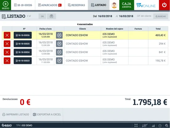 Captures d'écran de GESIO TPV Online iPad 