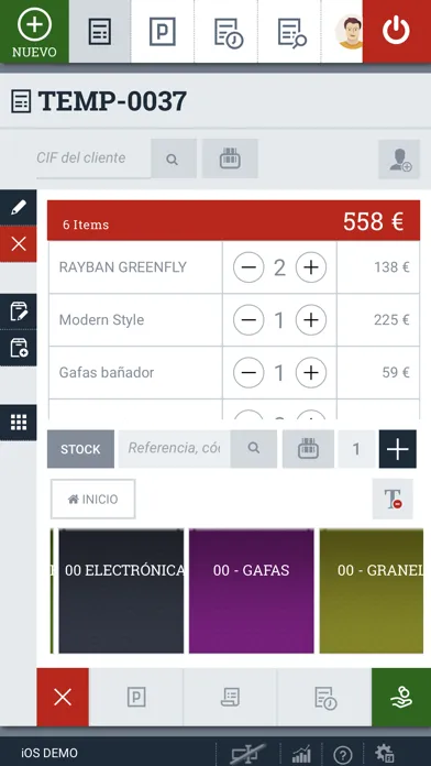 Captures d'écran de GESIO TPV Online
