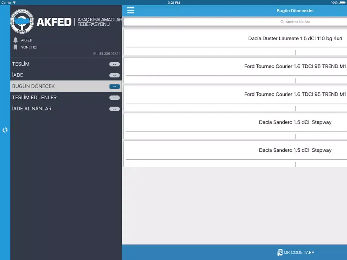 Screenshot di Akfed Teslim Uygulaması iPad 