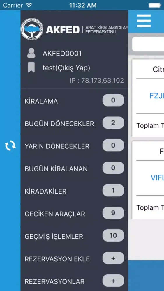 Screenshot di Akfed Teslim Uygulaması