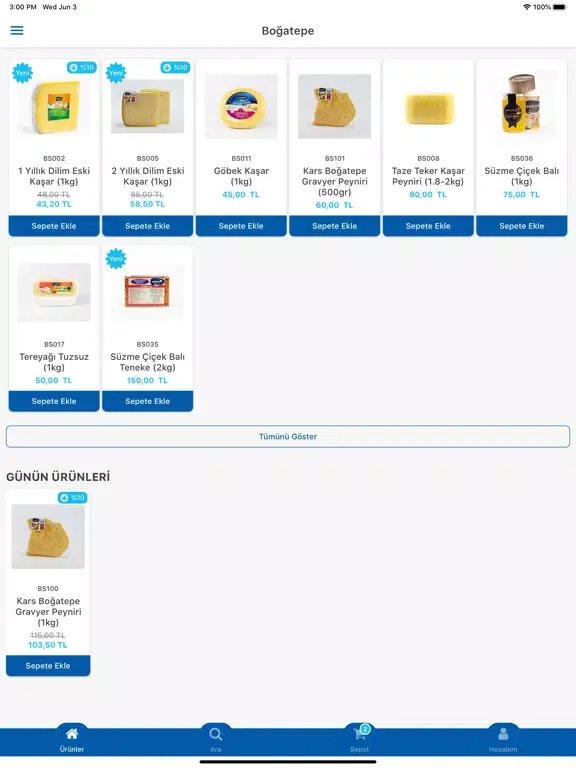 Boğatepe Süt Ürünleri iPad 应用截图