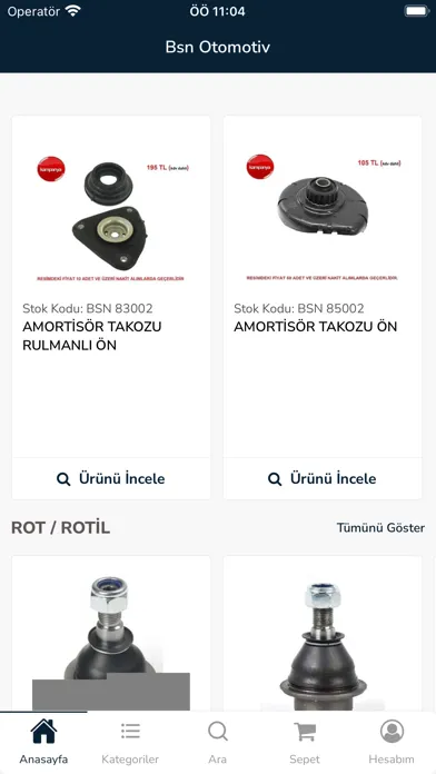 BSN OTOMOTİV Ekran Görüntüleri