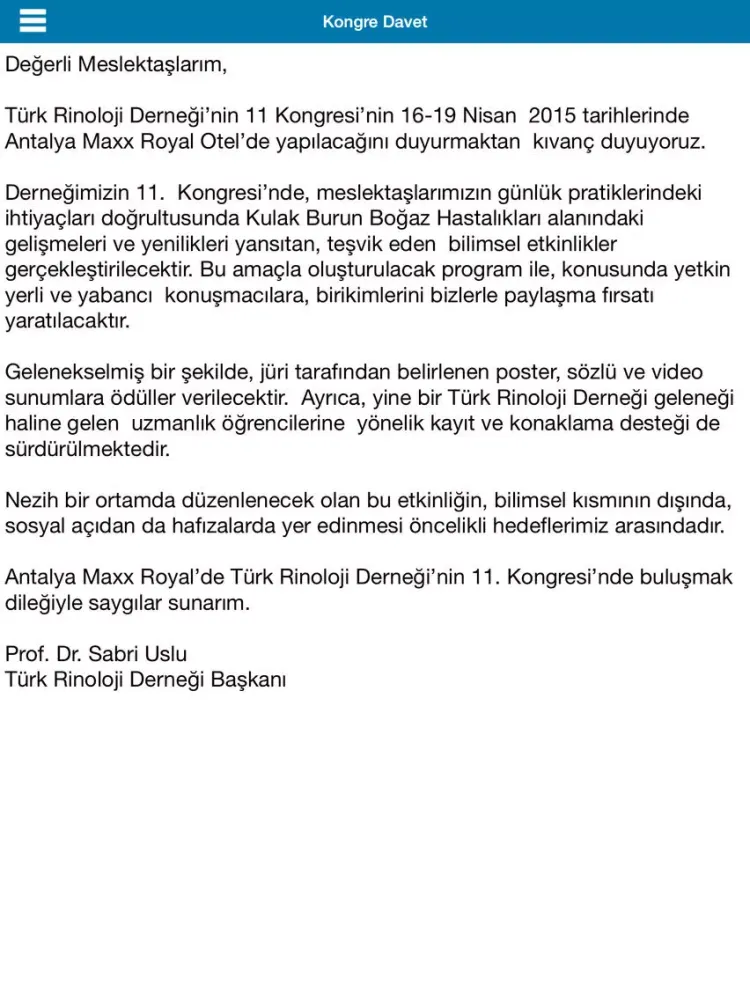 Скриншоты 11. Türk Rinoloji Kongresi iPad 