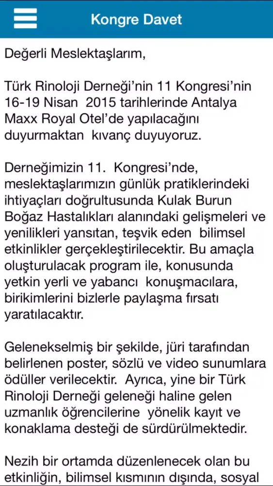 Скриншоты 11. Türk Rinoloji Kongresi