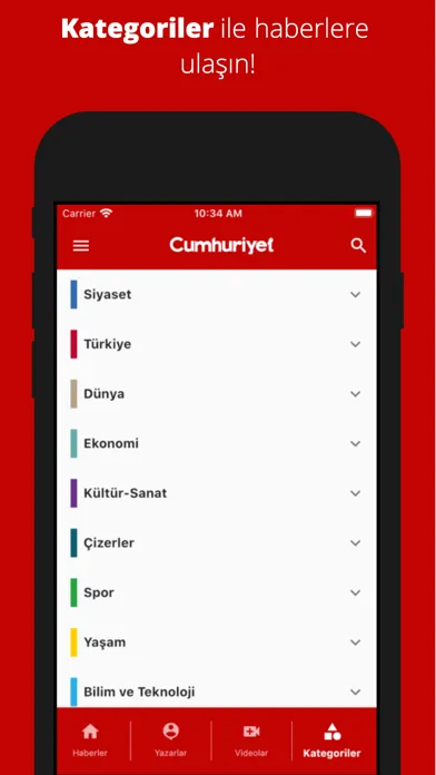 Capturas de tela do Cumhuriyet