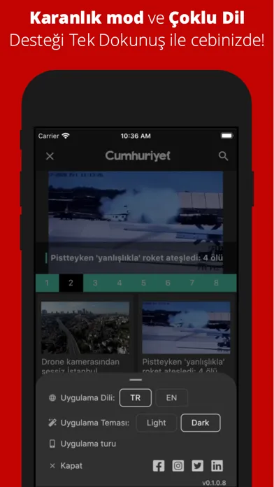 Capturas de tela do Cumhuriyet