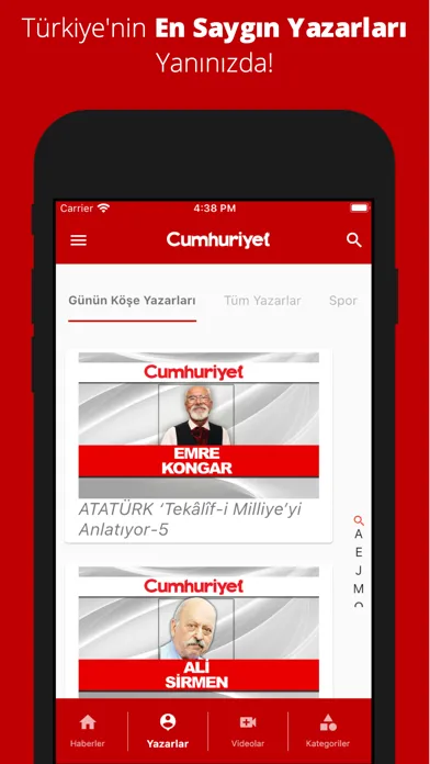 Capturas de tela do Cumhuriyet
