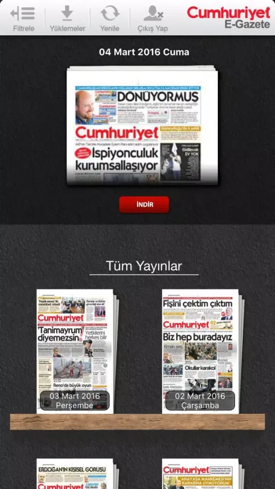 Ảnh chụp màn hình của Cumhuriyet E-Gazete