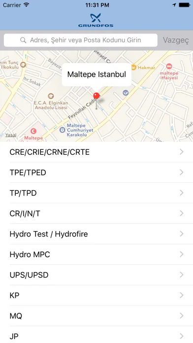 Capturas de tela do Grundfos Service Assist