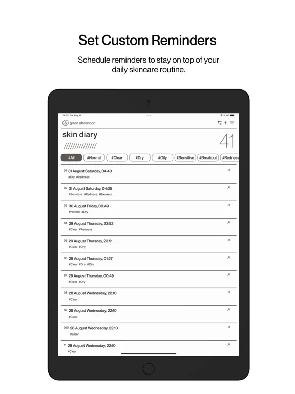 Skin Diary: Track & Glow iPad  Ekran Görüntüleri