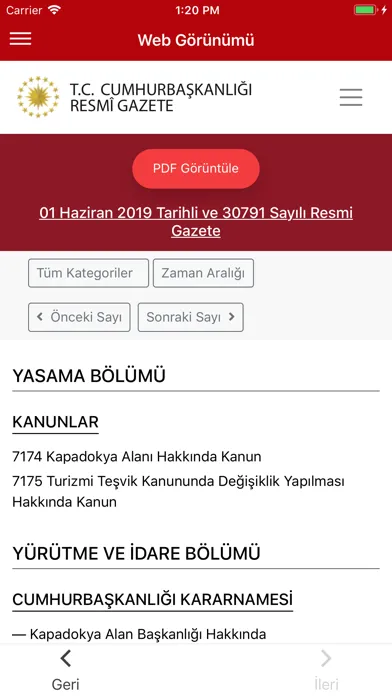 Tangkapan layar T.C. Resmi Gazete