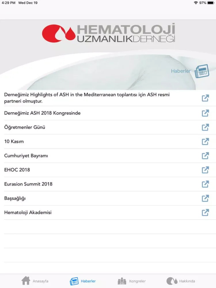 Zrzuty ekranu Hematoloji Uzmanlık Derneği iPad 