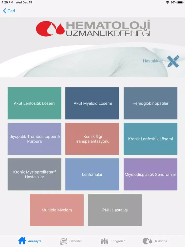 Zrzuty ekranu Hematoloji Uzmanlık Derneği iPad 