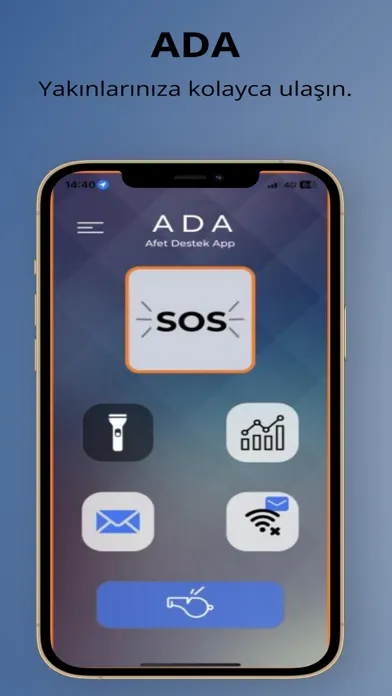 Tangkapan skrin ADA - Afet Destek App