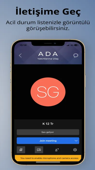 Tangkapan skrin ADA - Afet Destek App