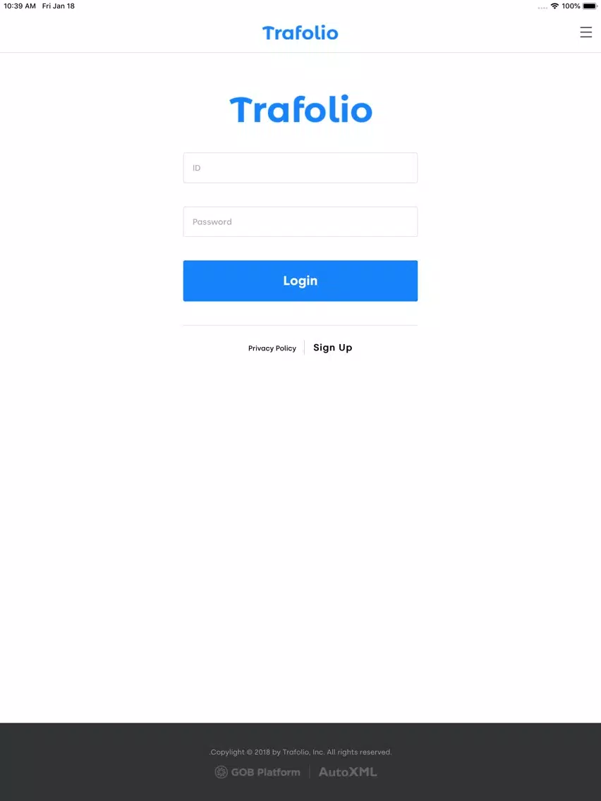 Tangkapan layar TRAFOLIO iPad 