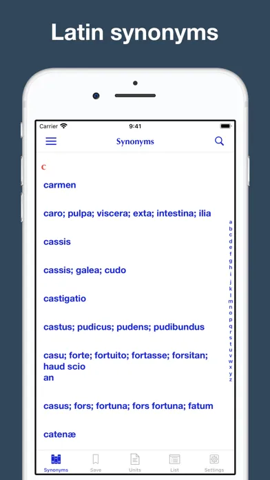 Tangkapan layar Latin synonym dictionary