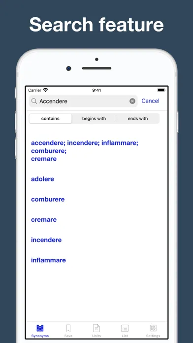 Tangkapan layar Latin synonym dictionary