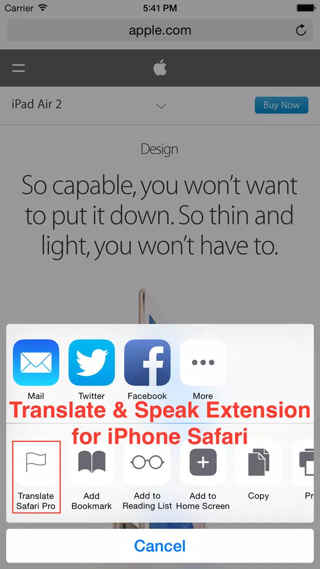 Tangkapan layar Translate Pro for Safari