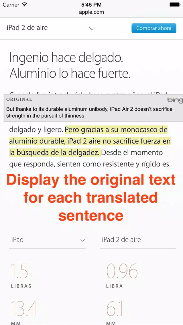 Tangkapan layar Translate Pro for Safari