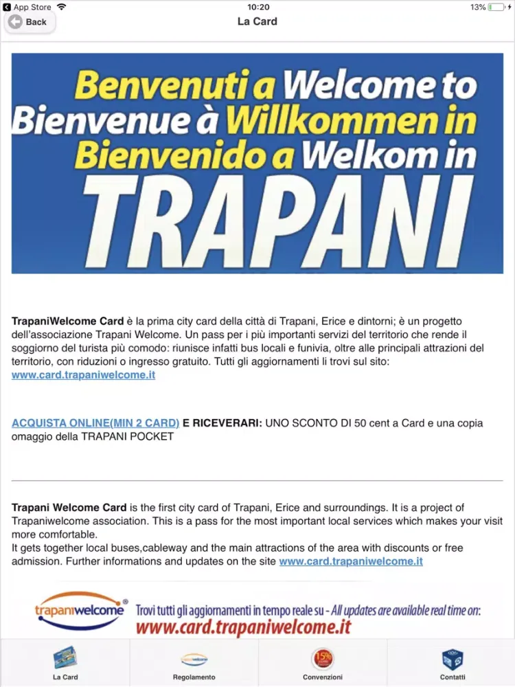 Скриншоты Trapani Welcome Card iPad 