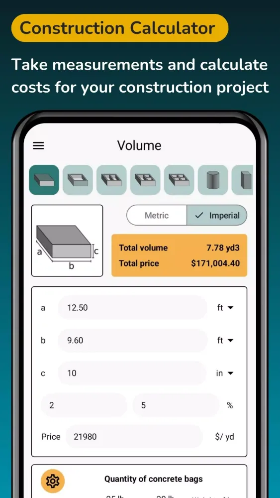 Screenshot di Cement Concrete Calculator ft