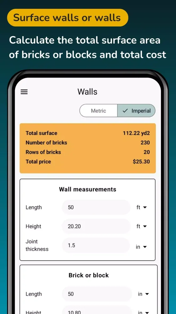 Screenshot di Cement Concrete Calculator ft