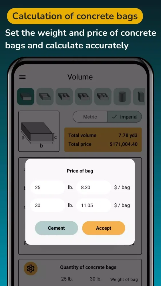 Screenshot di Cement Concrete Calculator ft