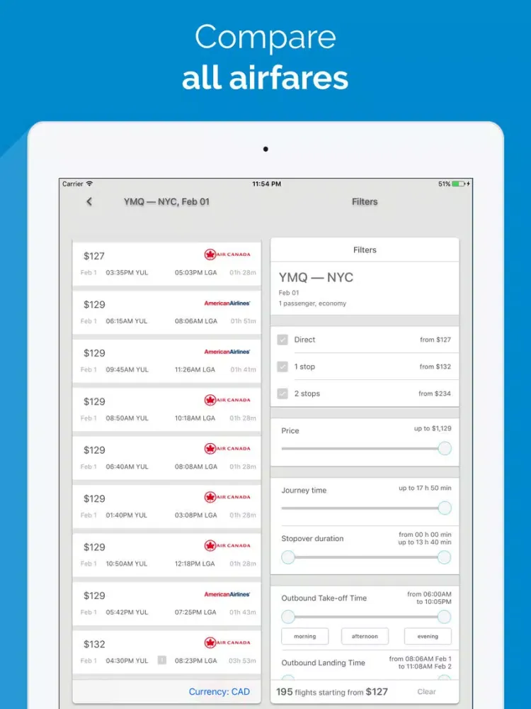 Fly Canada: Book cheap flights & airline tickets iPad  Screenshots