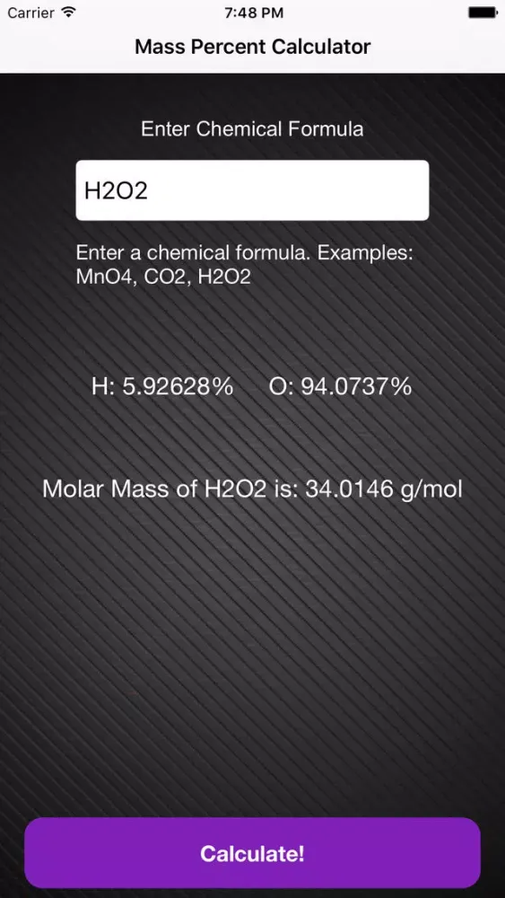 Tangkapan skrin Mass Percent Calculator