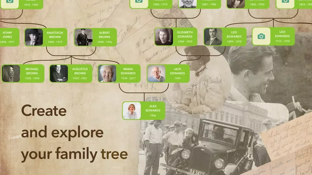 ภาพหน้าจอของ TreeOrigin. Family Tree Maker