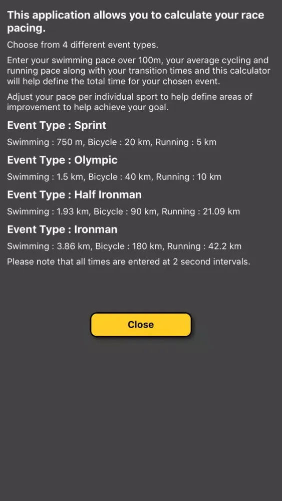 Capturas de tela do Triathlon Pace Calculator