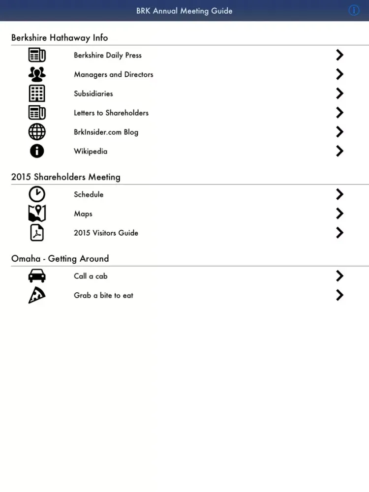 Berkshire Hathaway Meeting Guide iPad 应用截图