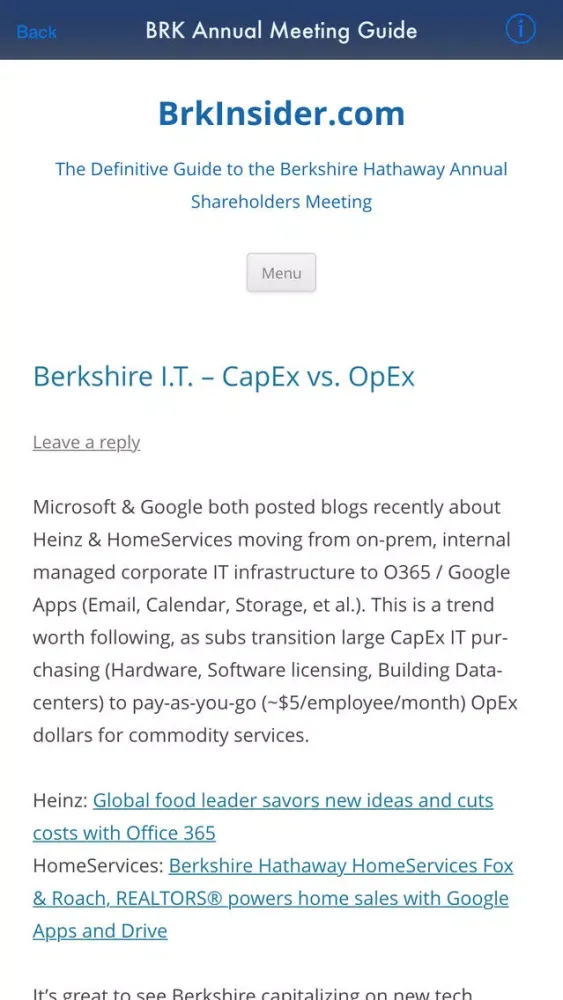 Berkshire Hathaway Meeting Guide应用截图