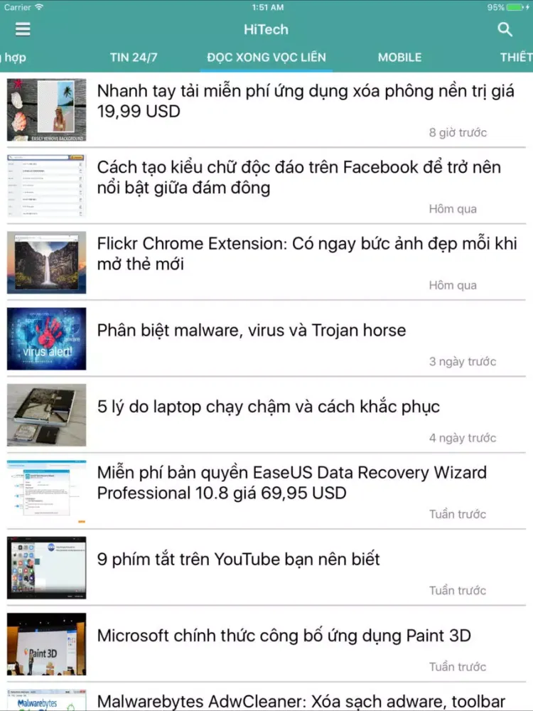 Ảnh chụp màn hình của Tin tuc cong nghe - HiTech iPad 