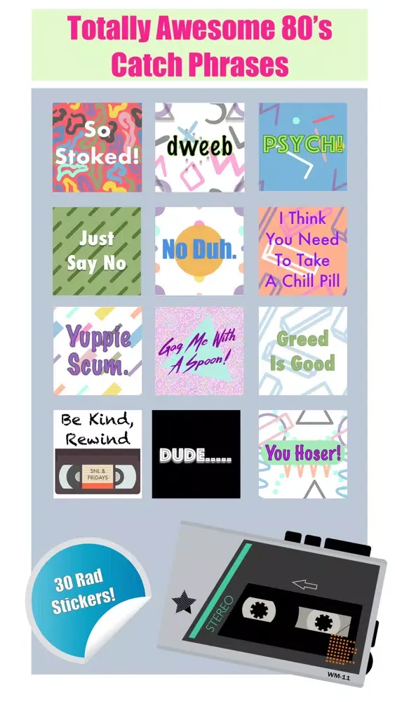 Tangkapan skrin Totally Awesome 80's Stickers