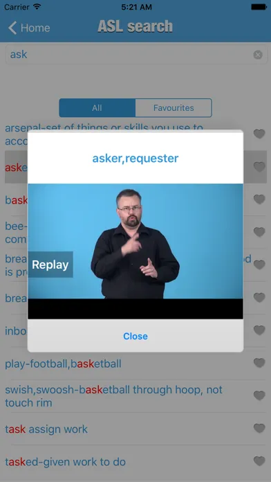 ASL video dictionary سکرین شاٹس