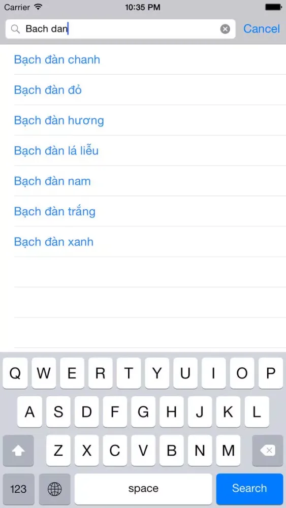 Ảnh chụp màn hình của Từ điển cây thuốc