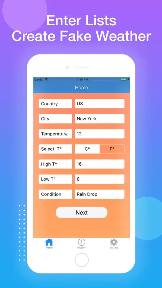 Capturas de pantalla de Create Fake Weather