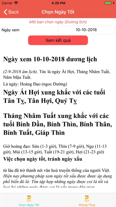 Capturas de tela do Xem Ngày Tốt Xấu