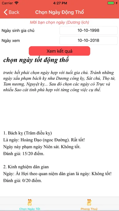 Capturas de tela do Xem Ngày Tốt Xấu