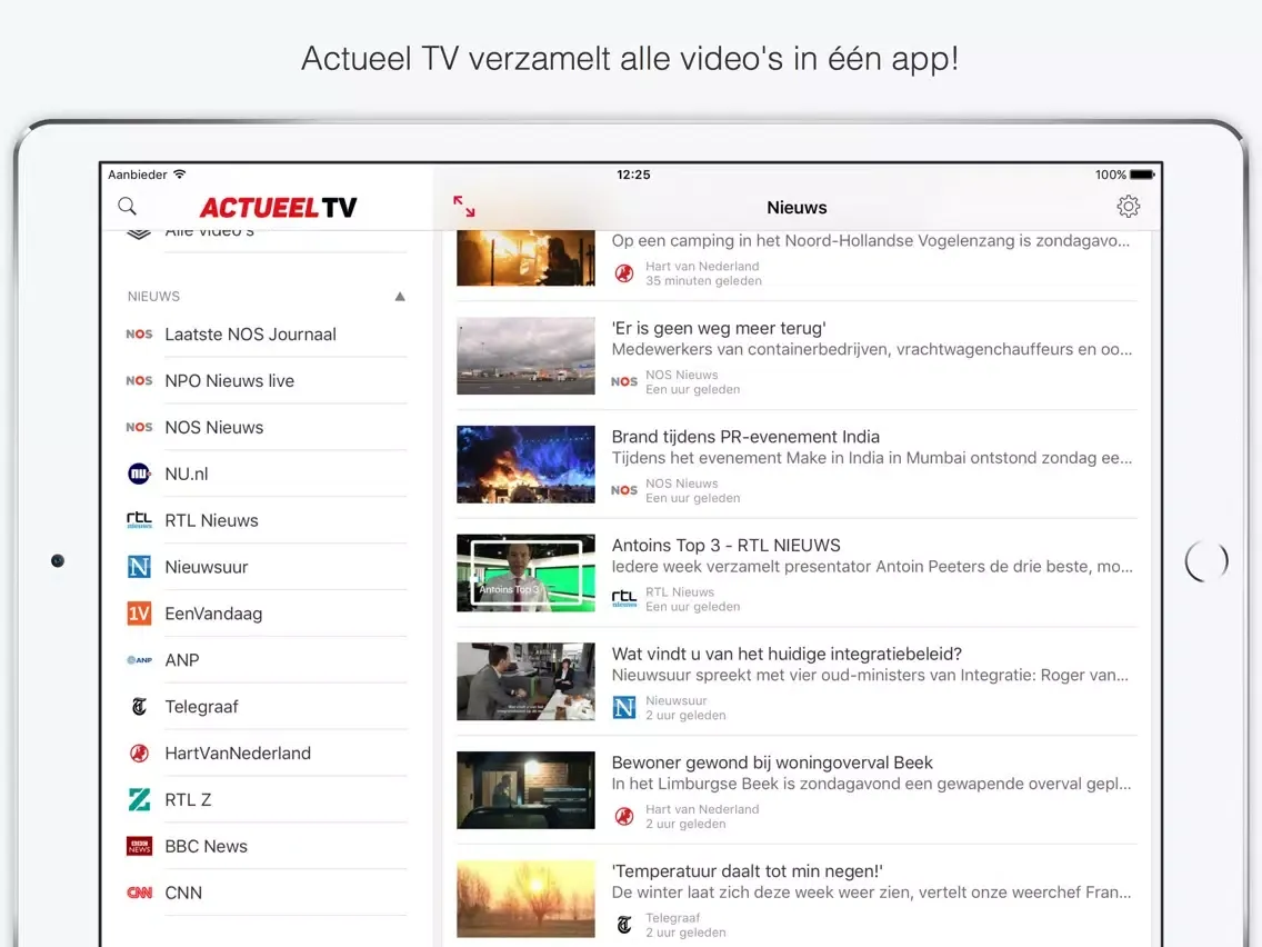 Tangkapan skrin Actueel TV iPad 